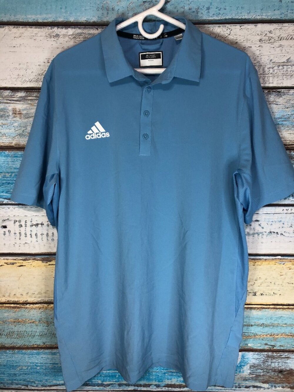ADIDAS Mens Size Large LT Light Baby Blue Athletic Polo Shirt Team Issue Citadel
